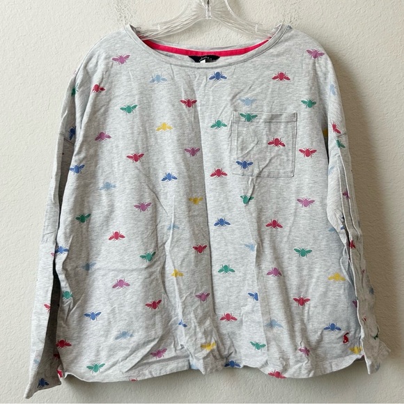Joules Gray Dreamley Bee Print Long Sleeve & Joggers Jersey Pajama Set Sz L - Picture 5 of 16